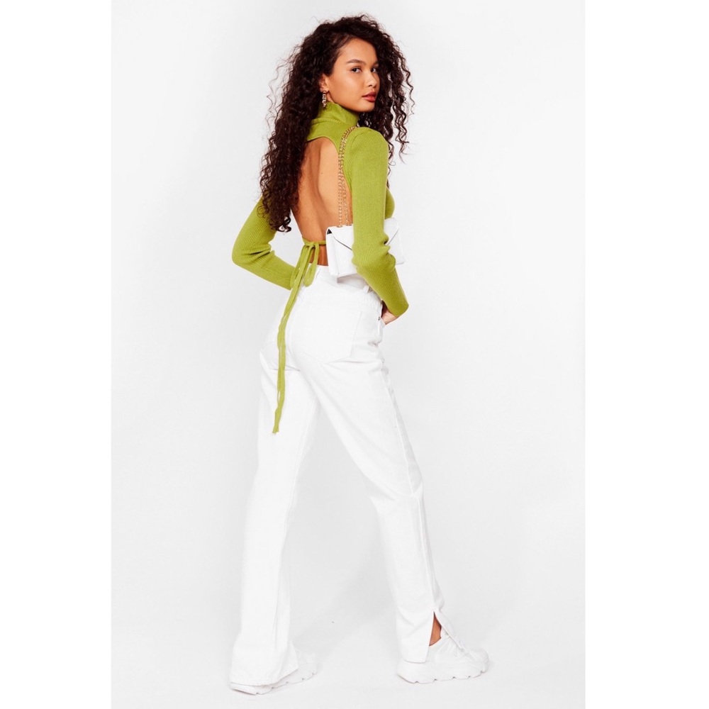 Nasty Gal Open Tie Back Knitted Turtleneck Top